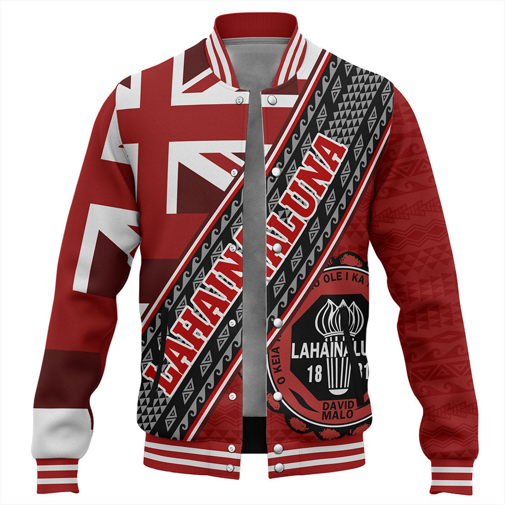 Hawaii Baseball Jacket Lahainaluna High School Half Flag Tribal Polynesia