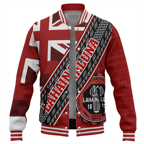 Hawaii Baseball Jacket Lahainaluna High School Half Flag Tribal Polynesia