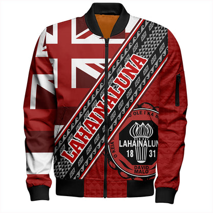 Hawaii Bomber Jacket Lahainaluna High School Half Flag Tribal Polynesia