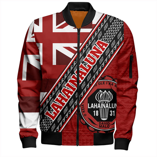 Hawaii Bomber Jacket Lahainaluna High School Half Flag Tribal Polynesia