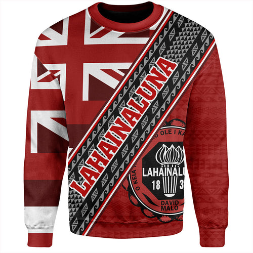 Hawaii Sweatshirt Lahainaluna High School Half Flag Tribal Polynesia