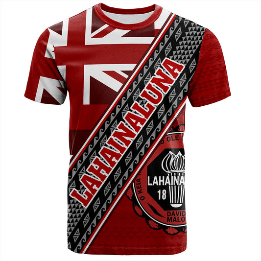Hawaii T-Shirt Lahainaluna High School Half Flag Tribal Polynesia