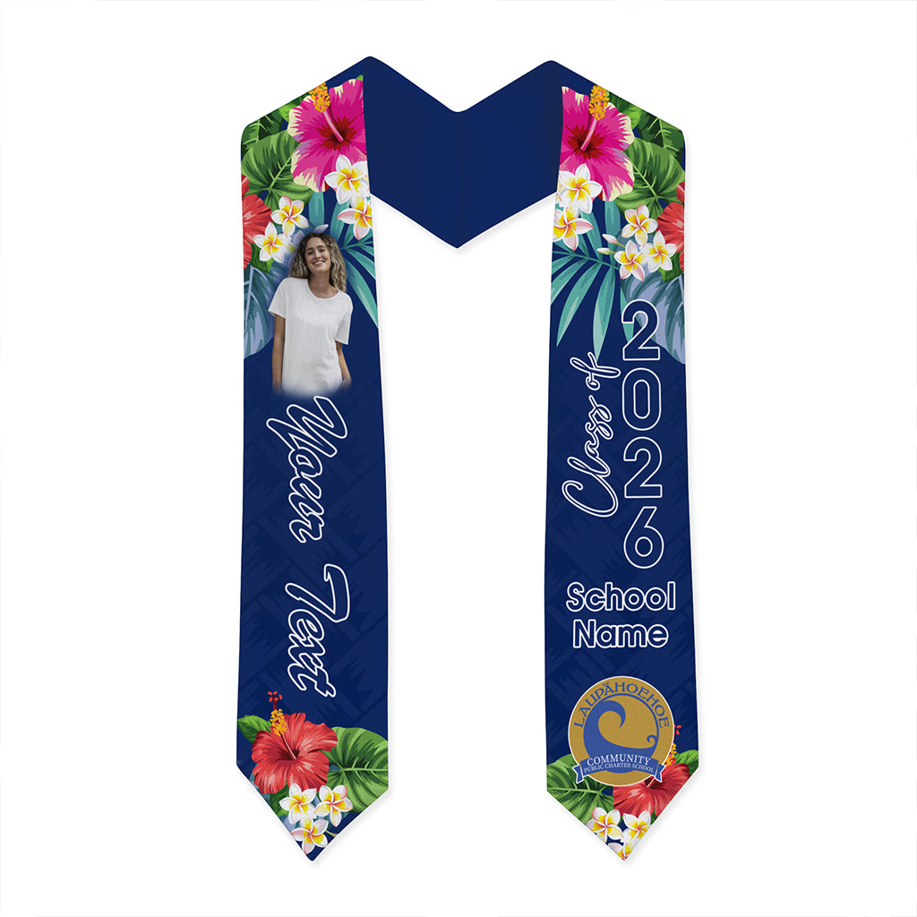 Hawaii Graduation Stole Custom Laupāhoehoe Community Public Charter School Class 2026 Tropical Hibiscus Island Style