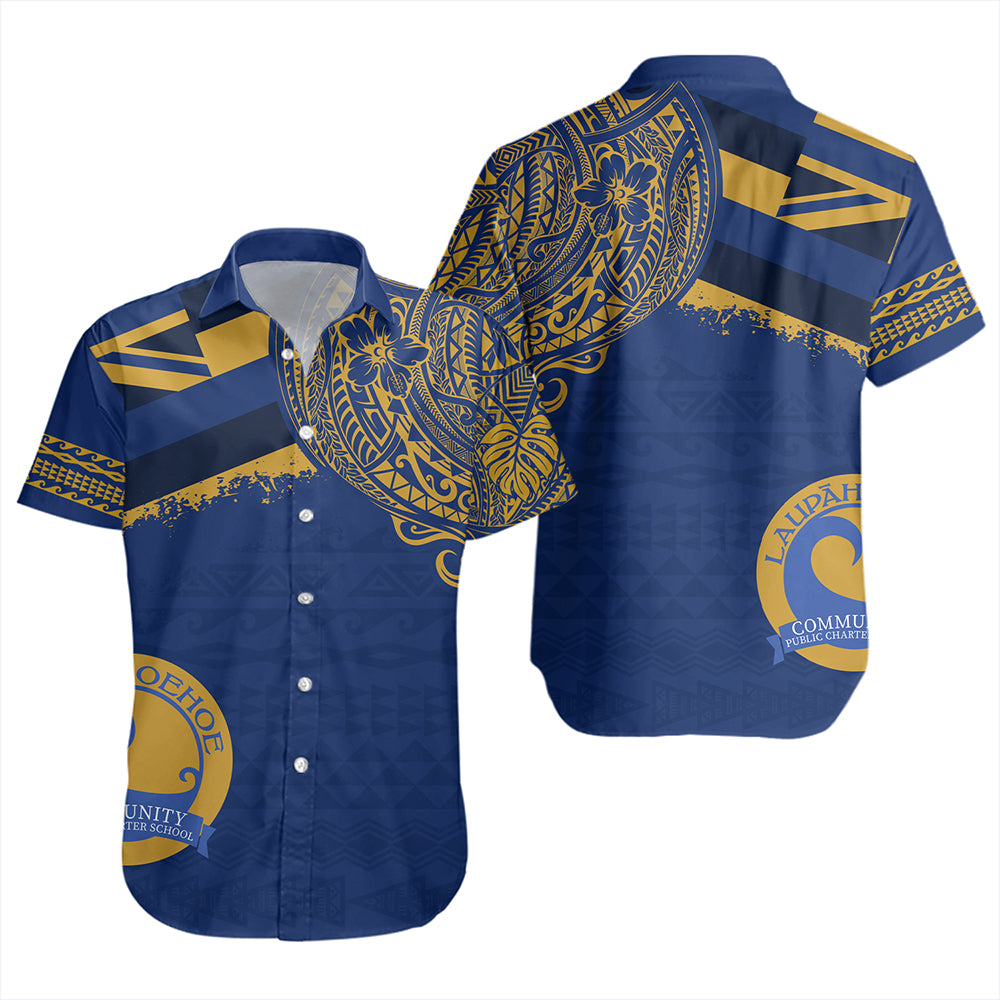 Hawaii Short Sleeve Shirt Laupahoehoe Community Public Charter High School With Crest Style