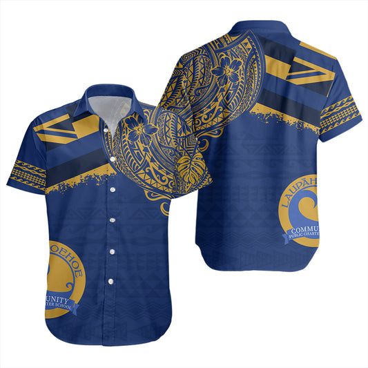 Hawaii Short Sleeve Shirt Laupahoehoe Community Public Charter High School With Crest Style