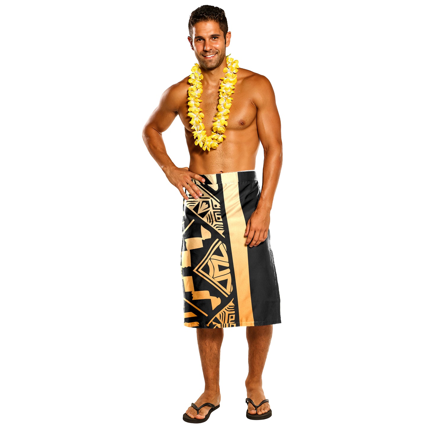 Samoa Lavalava - Samoa Coat Of Arms With Polynesian Tribal Pattern Gold