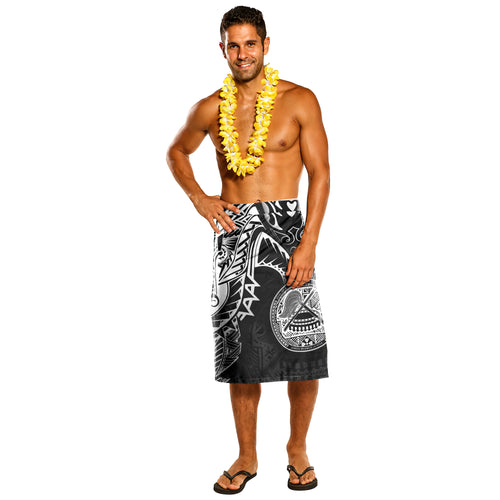American Samoa Lavalava - Mantaray Polynesian Culture White