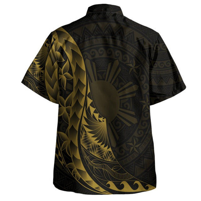 Philippines Filipinos Hawaiian Shirt Filipinos Sun Tribal Patterns Style GOLD