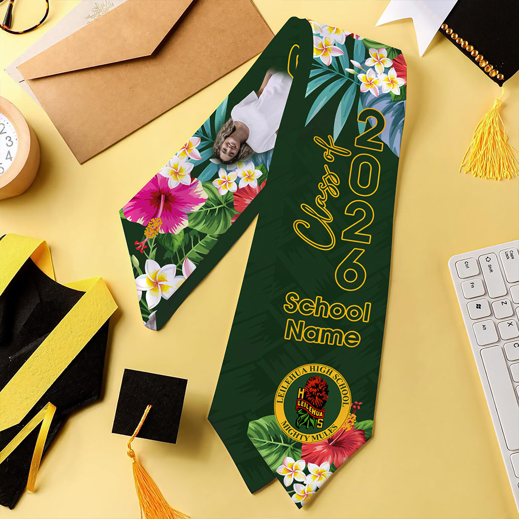 Hawaii Graduation Stole Custom Leilehua High School Class 2026 Tropical Hibiscus Island Style