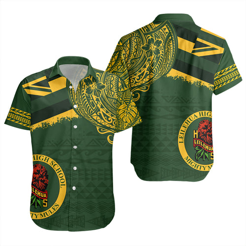 Hawaii Short Sleeve Shirt Leilehua High School With Crest Style