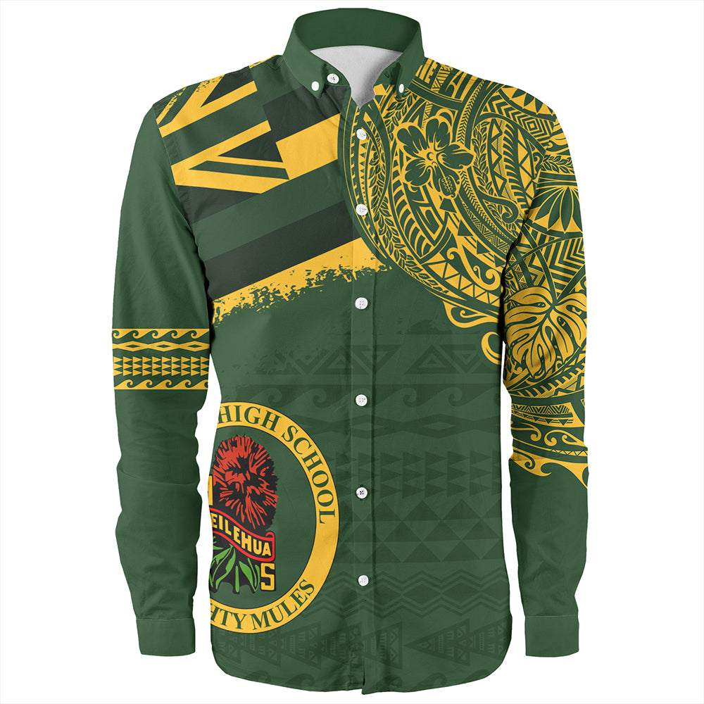 Hawaii Long Sleeve Shirt Leilehua High School With Crest Style