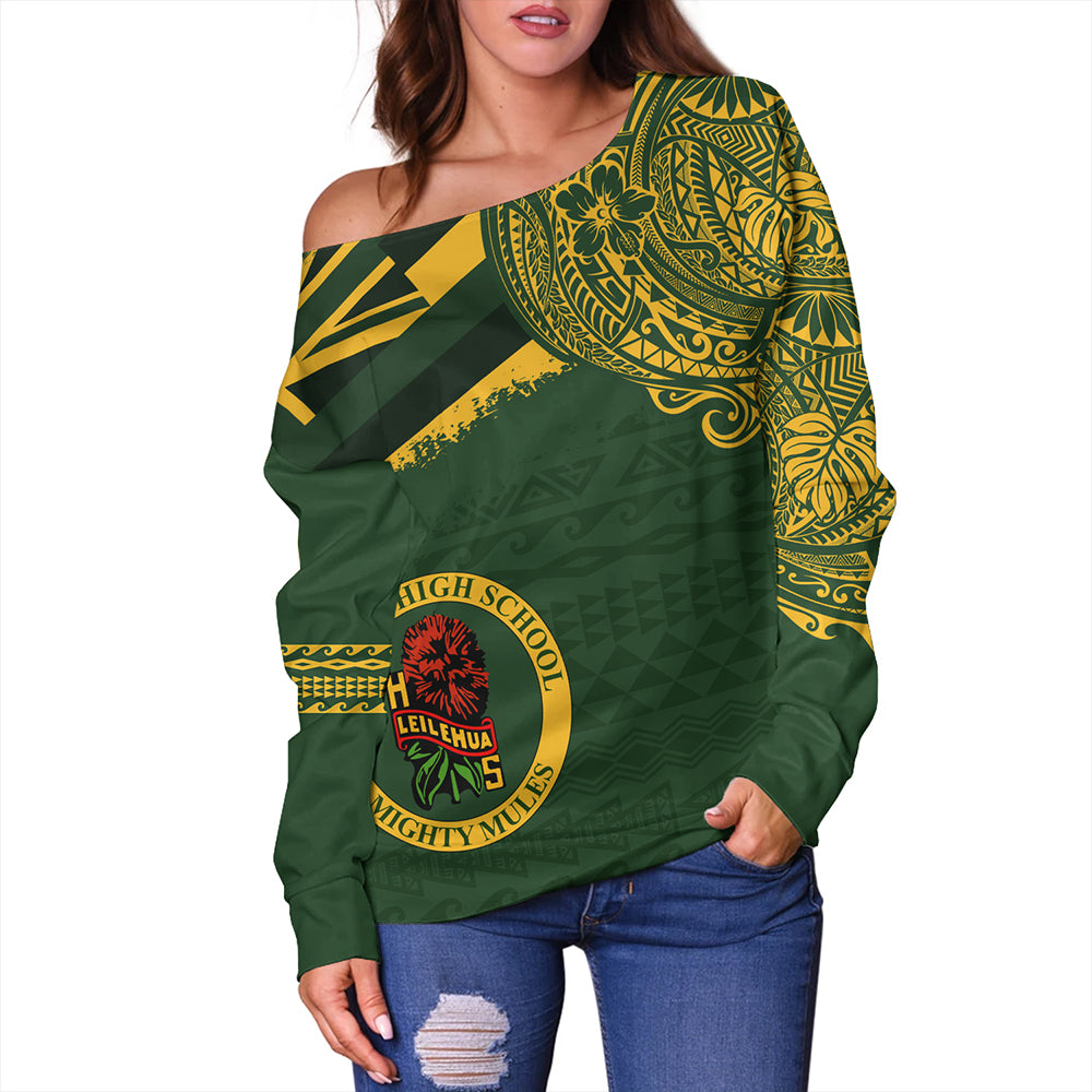 Hawaii Off Shoulder Sweatshirt Leilehua High School With Crest Style