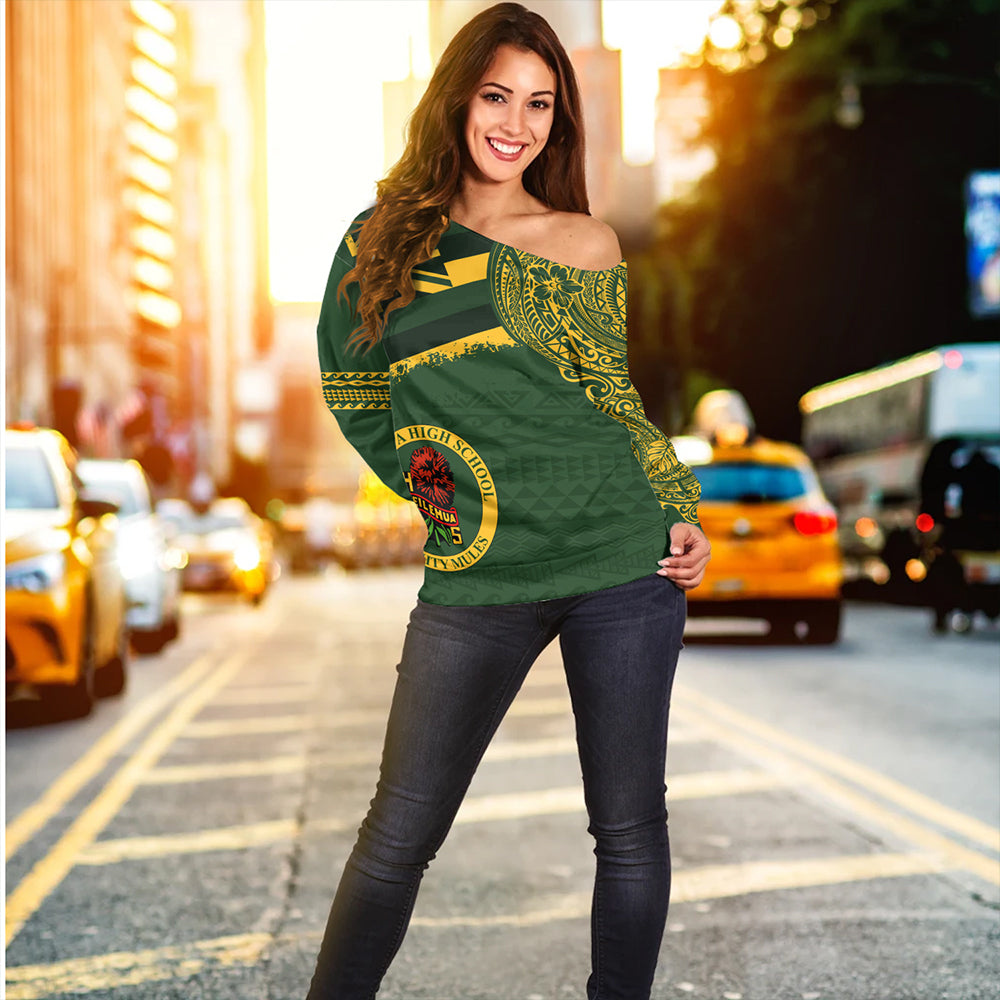Hawaii Off Shoulder Sweatshirt Leilehua High School With Crest Style