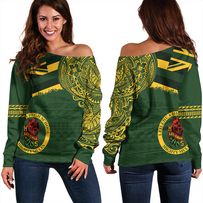 Hawaii Off Shoulder Sweatshirt Leilehua High School With Crest Style