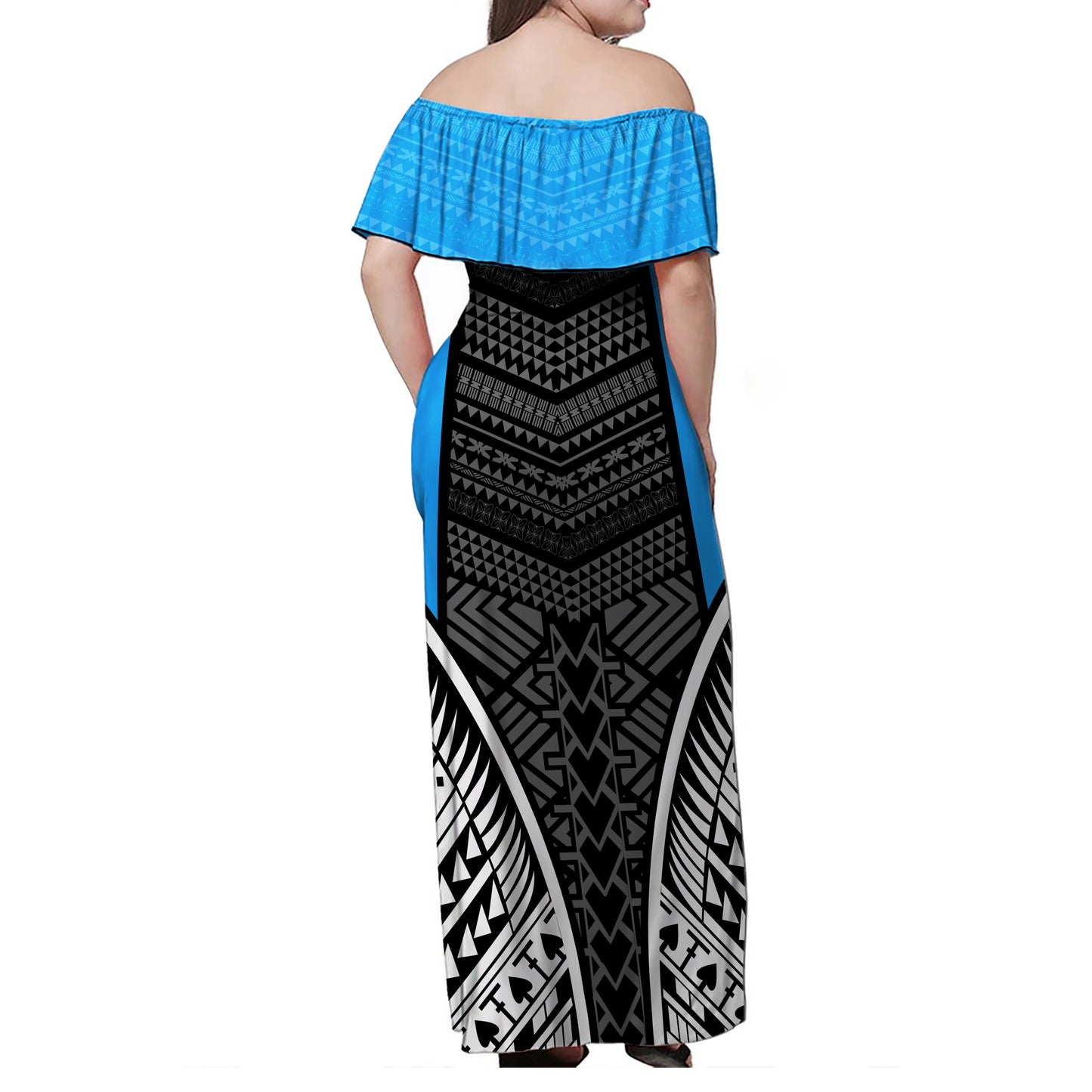 Fiji Woman Off Shoulder Long Dress Fijian Tapa Patterns Sport Style