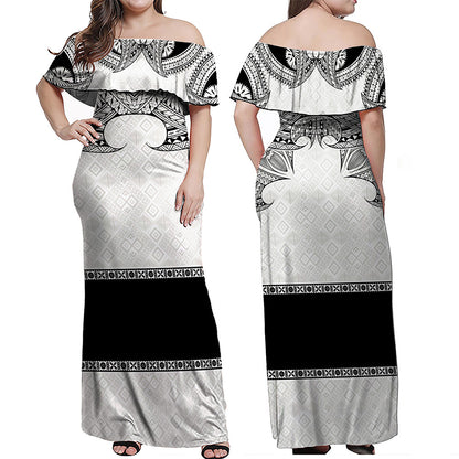 Fiji Combo Off Shoulder Long Dress And Shirt Fijian Masi Pacific Tribal Designs