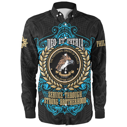 Philippines Long Sleeve Shirt  - Philippine Eagles Ornament Vintage Style