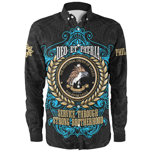 Philippines Long Sleeve Shirt  - Philippine Eagles Ornament Vintage Style