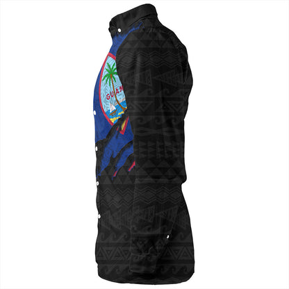 Guam Long Sleeve Shirt Micronesian Tribal Crack Style