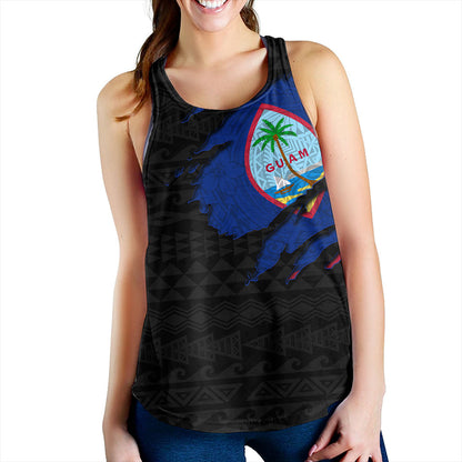 Guam Women Tank Micronesian Tribal Crack Style