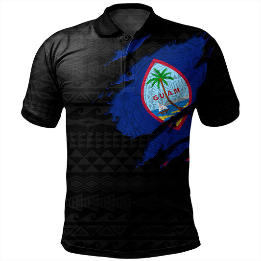 Guam Polo Shirt Micronesian Tribal Crack Style