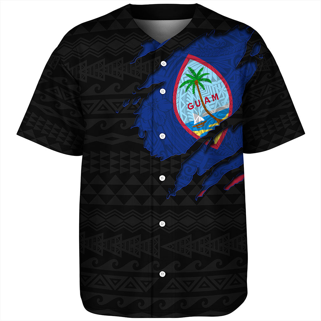 Guam Baseball Shirt Micronesian Tribal Crack Style