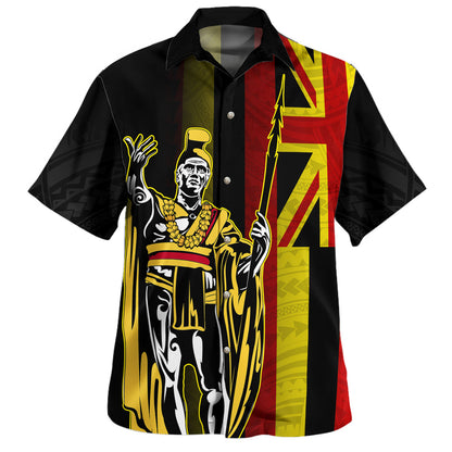 Hawaii Hawaiian Shirt King Kamehameha Gold Flag Island Royalty Style
