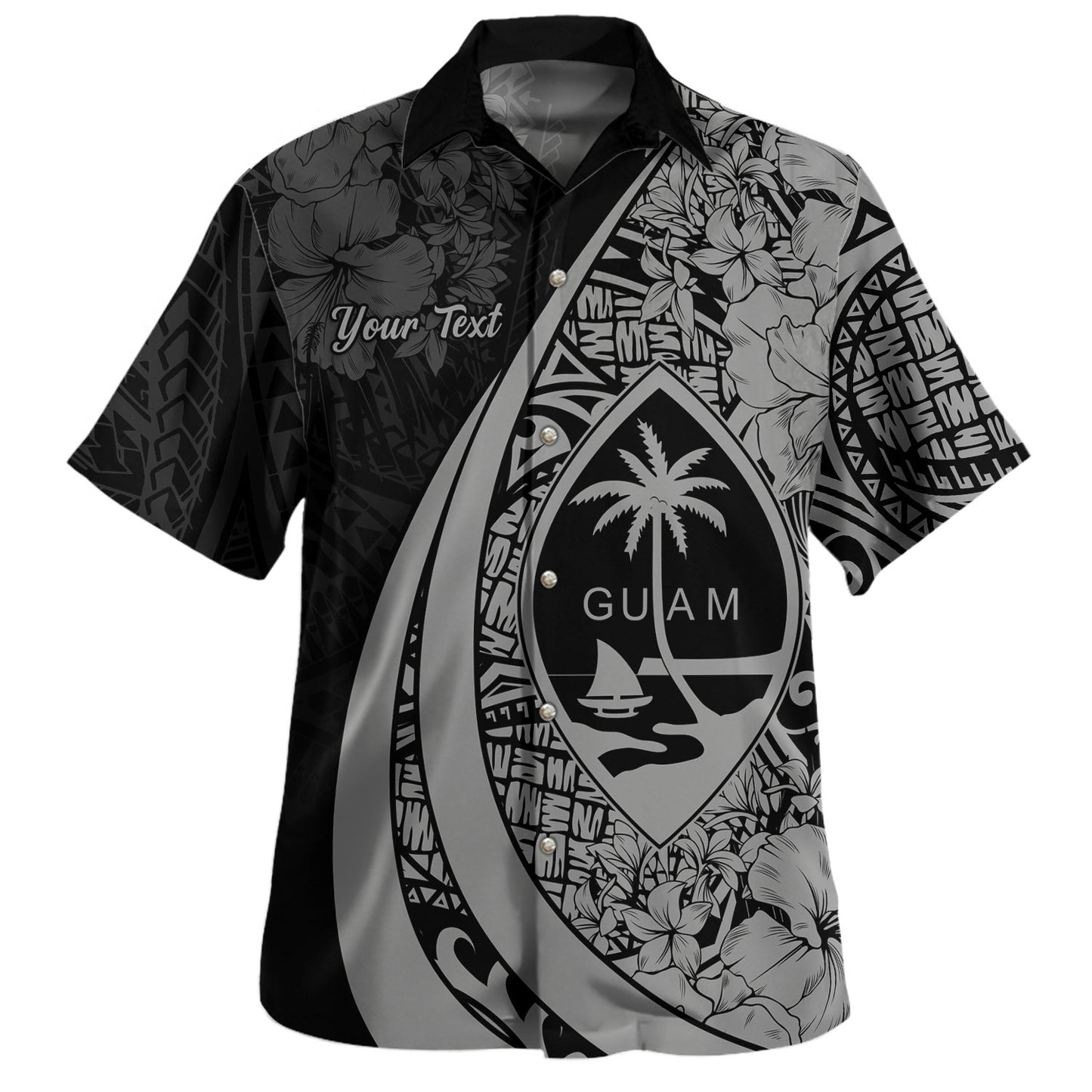 Guam Hawaiian Shirt Custom Hibiscus Flower Symbols Style