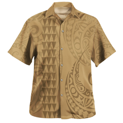 Hawaii Hawaiian Shirt Only Polynesian Kakau Style Golden