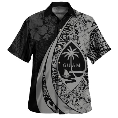 Guam Hawaiian Shirt Custom Hibiscus Flower Symbols Style