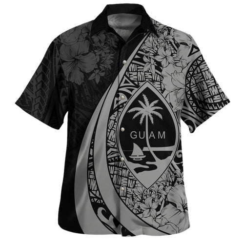 Guam Hawaiian Shirt Custom Hibiscus Flower Symbols Style