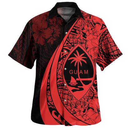 Guam Hawaiian Shirt Custom Hibiscus Flower Symbols Style