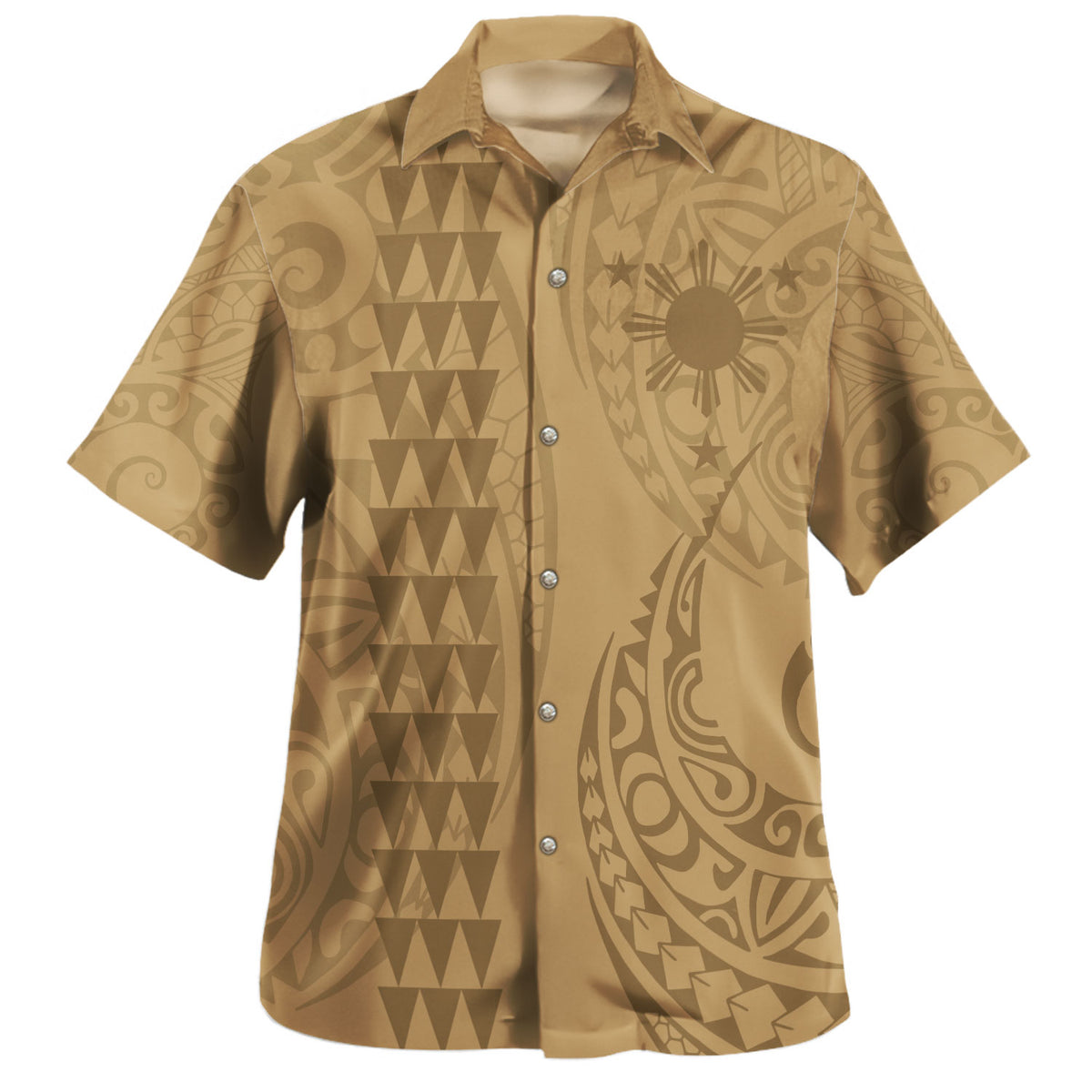 Philippines Filipinos Hawaiian Shirt Kakau Style Golden