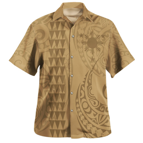 Philippines Filipinos Hawaiian Shirt Kakau Style Golden