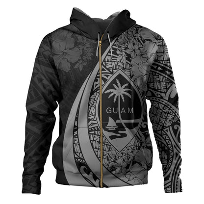 Guam Hoodie Custom Hibiscus Flower Symbols Style
