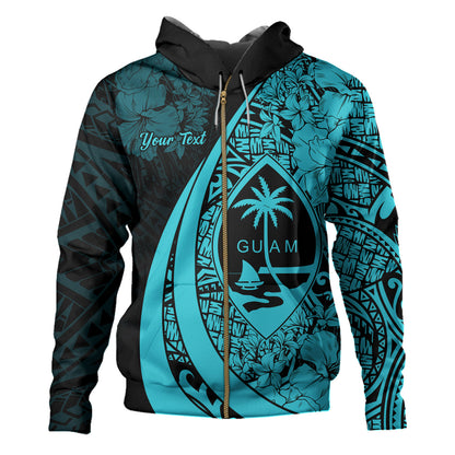 Guam Hoodie Custom Hibiscus Flower Symbols Style