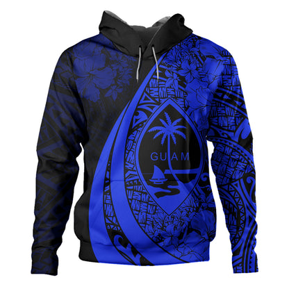 Guam Hoodie Custom Hibiscus Flower Symbols Style
