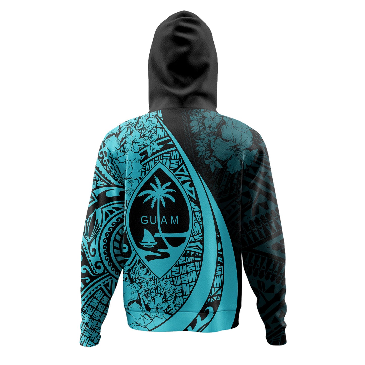 Guam Hoodie Custom Hibiscus Flower Symbols Style