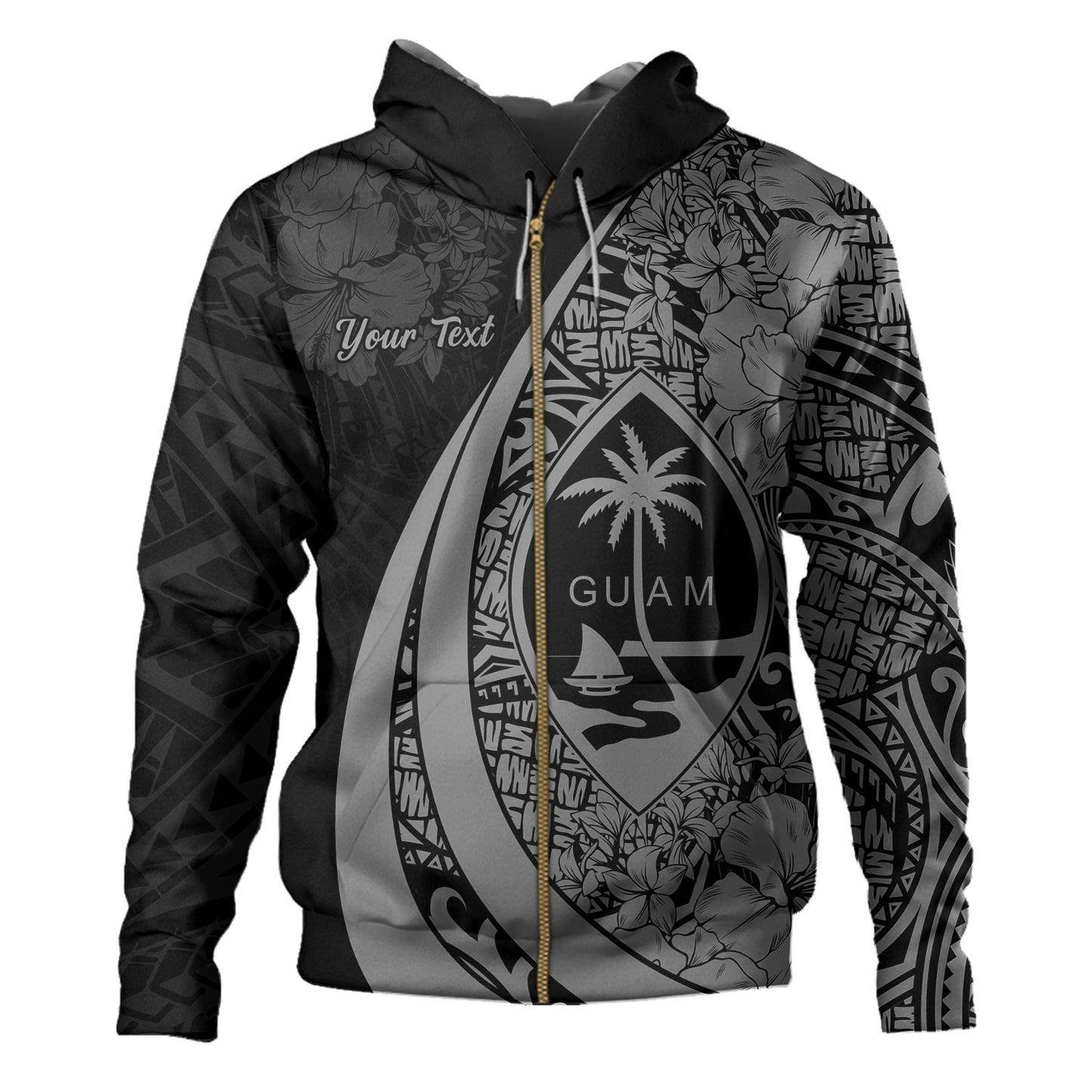 Guam Hoodie Custom Hibiscus Flower Symbols Style