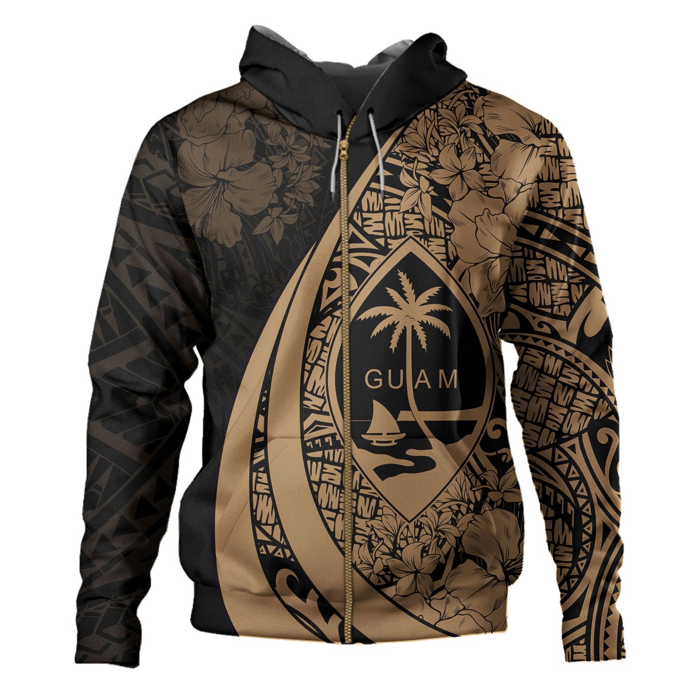 Guam Hoodie Custom Hibiscus Flower Symbols Style