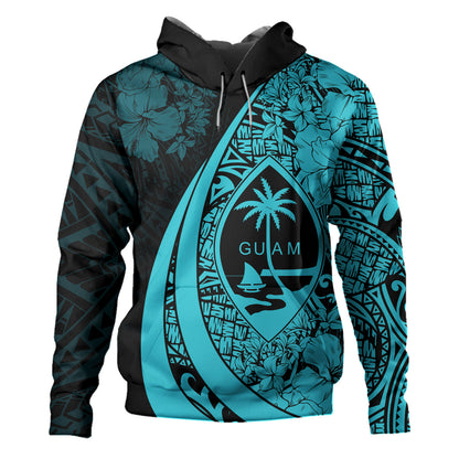 Guam Hoodie Custom Hibiscus Flower Symbols Style