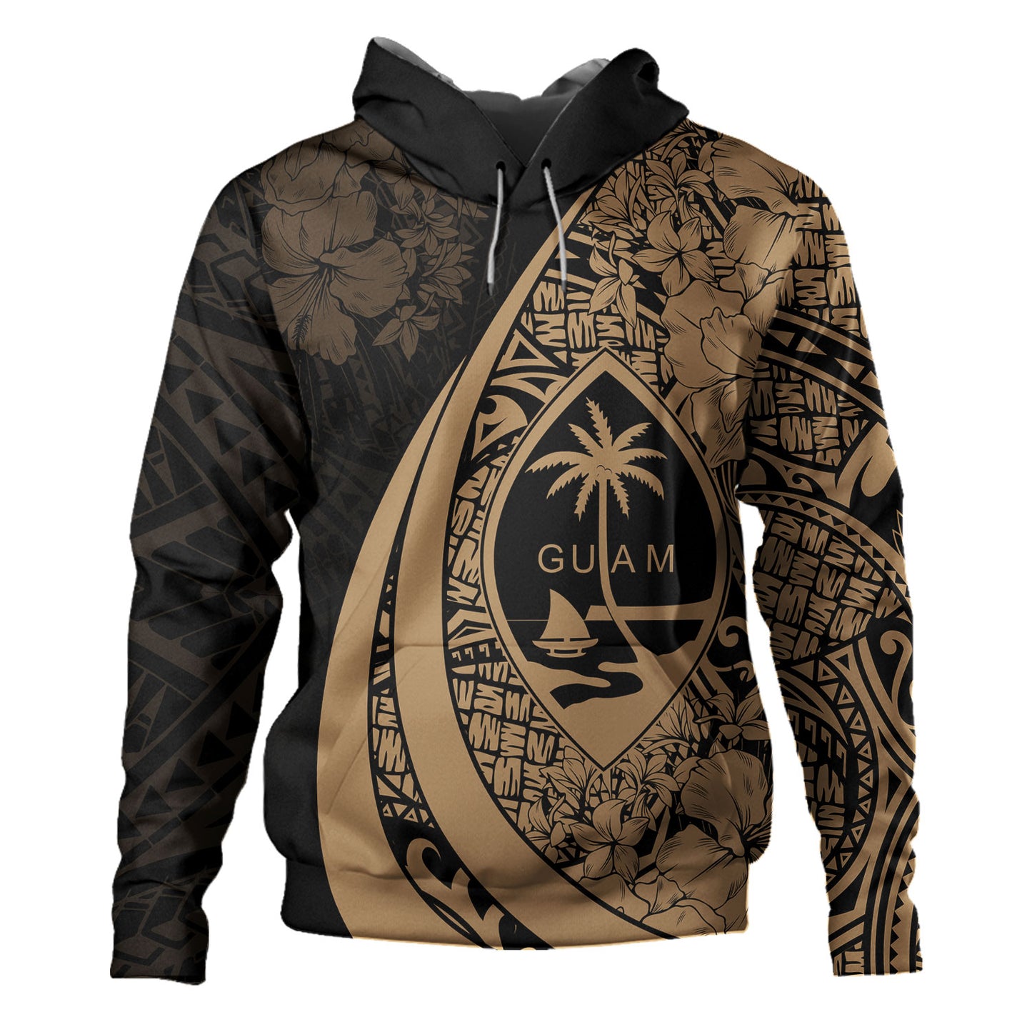 Guam Hoodie Custom Hibiscus Flower Symbols Style