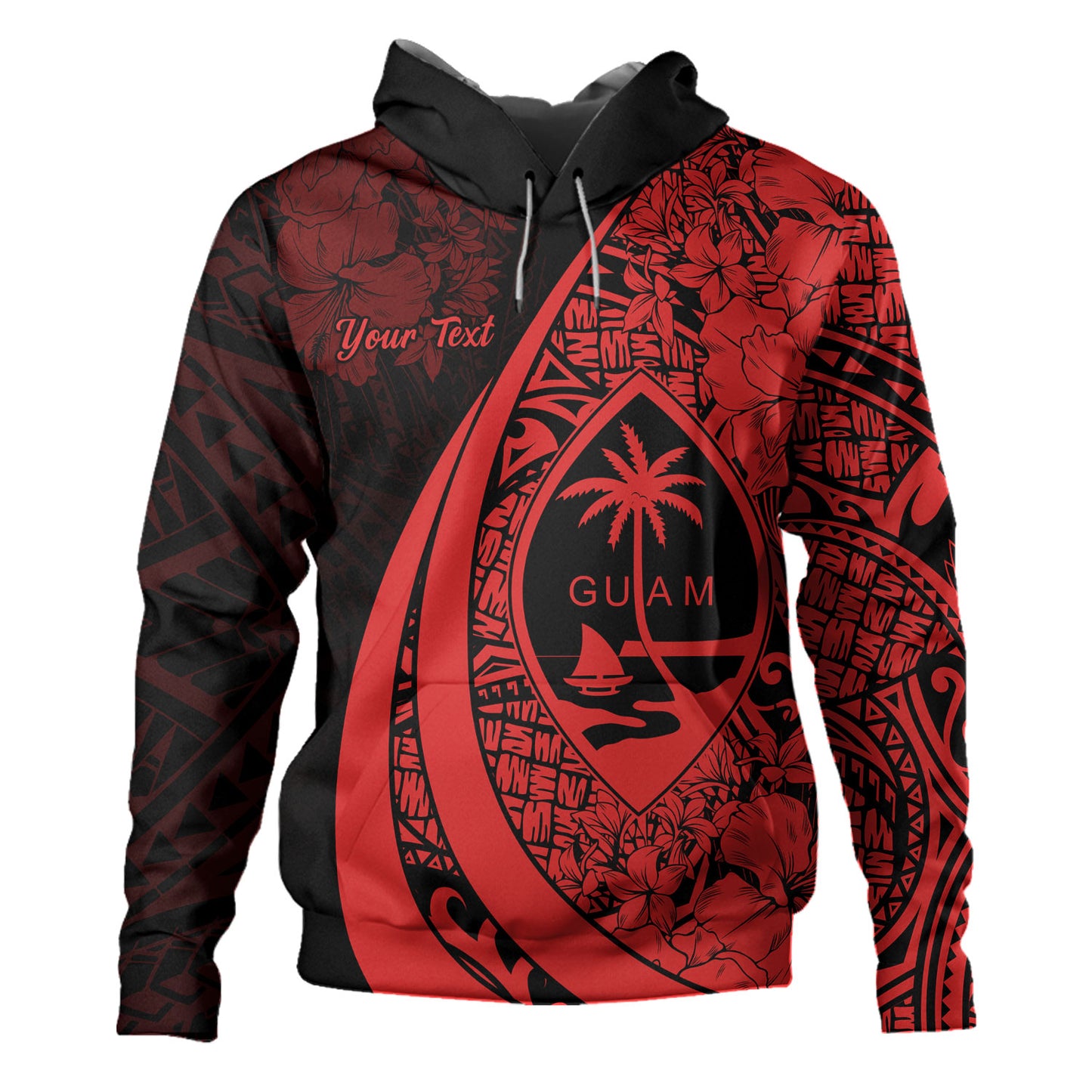 Guam Hoodie Custom Hibiscus Flower Symbols Style