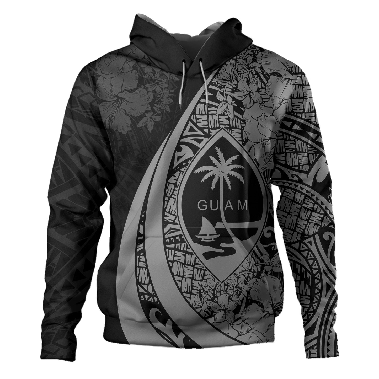 Guam Hoodie Custom Hibiscus Flower Symbols Style
