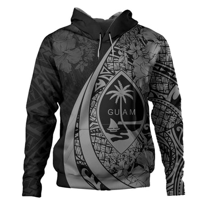 Guam Hoodie Custom Hibiscus Flower Symbols Style