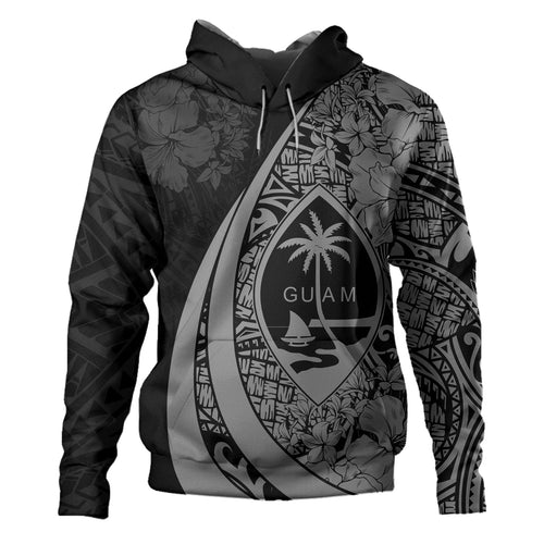 Guam Hoodie Custom Hibiscus Flower Symbols Style