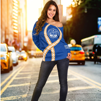 Marshall Islands Off Shoulder Sweatshirt Tribal Polynesian In My Heart