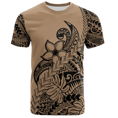 Polynesian T-Shirt Tribal Plumeria Beautiful Brown