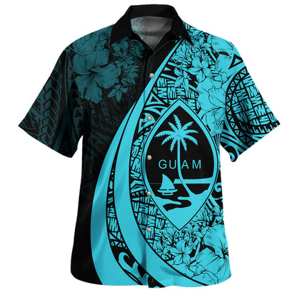 Guam Hawaiian Shirt Custom Hibiscus Flower Symbols Style