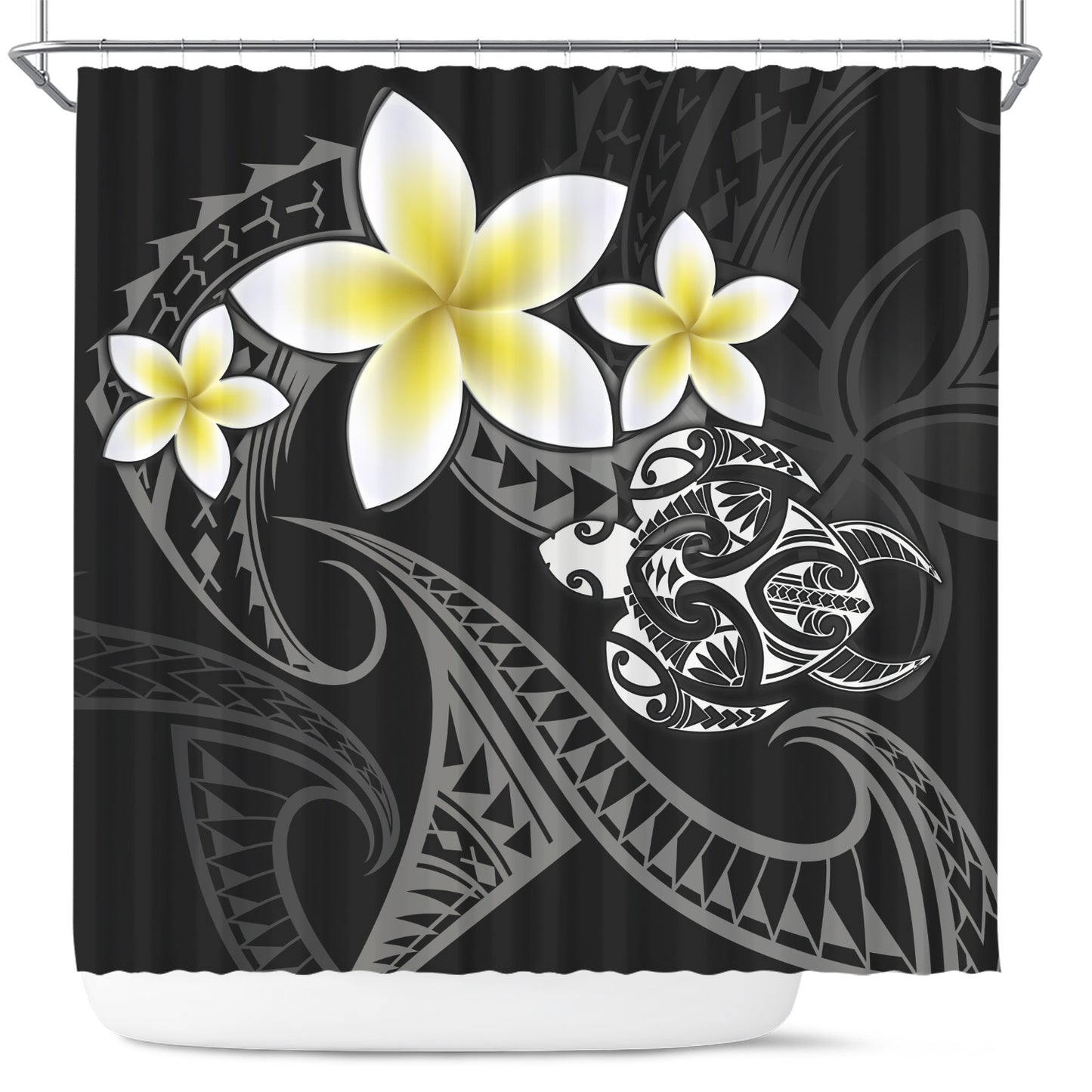 Hawaii Shower Curtain Hawaiian Turtle Honu Plumeria Tribal Tattoo